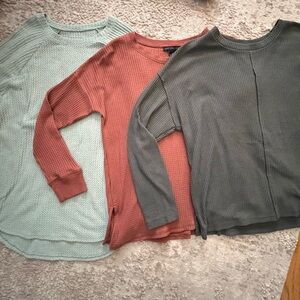 Women’s Waffle Knit Crewneck Sweater - Rust, Sage, Charcoal